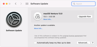 macOS software update screen