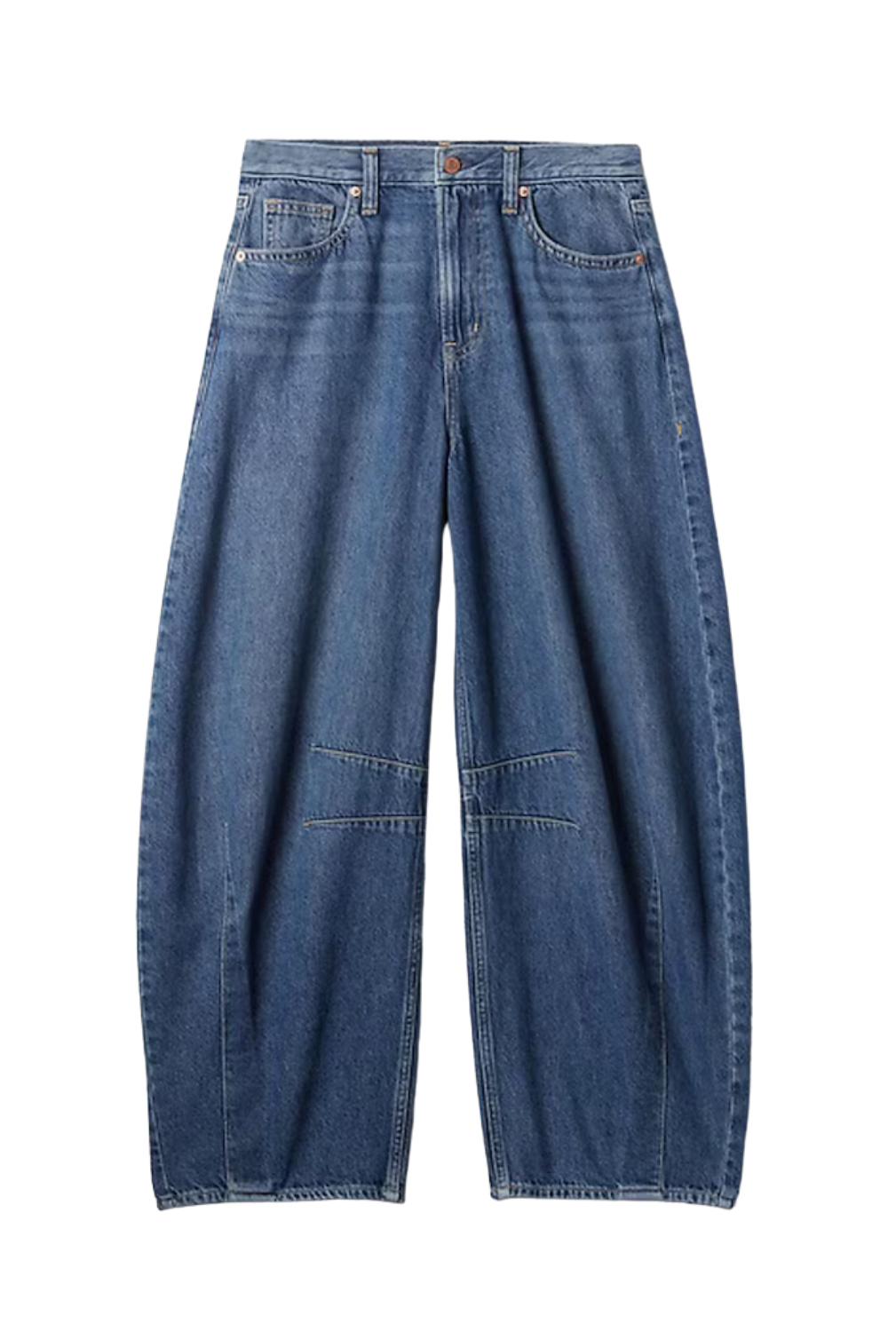 Blue High Waisted Ankle Length Horseshoe Jeans