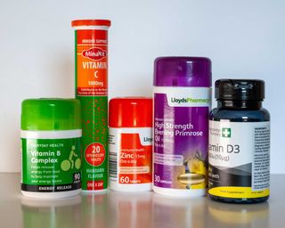 collection of vitamins and supplements