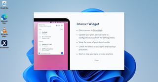 Internxt cloud storage interface showing the app's desktop widget help screen