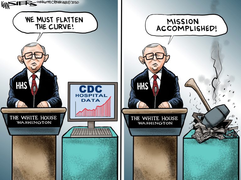 Political Cartoon U.S. HHS CDC coronavirus data