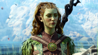 Baldur's Gate 3 wood elf druid character, showing cosmetic mods in action