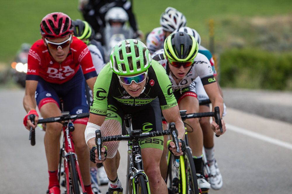 Ben King (Cannondale) drives the break.