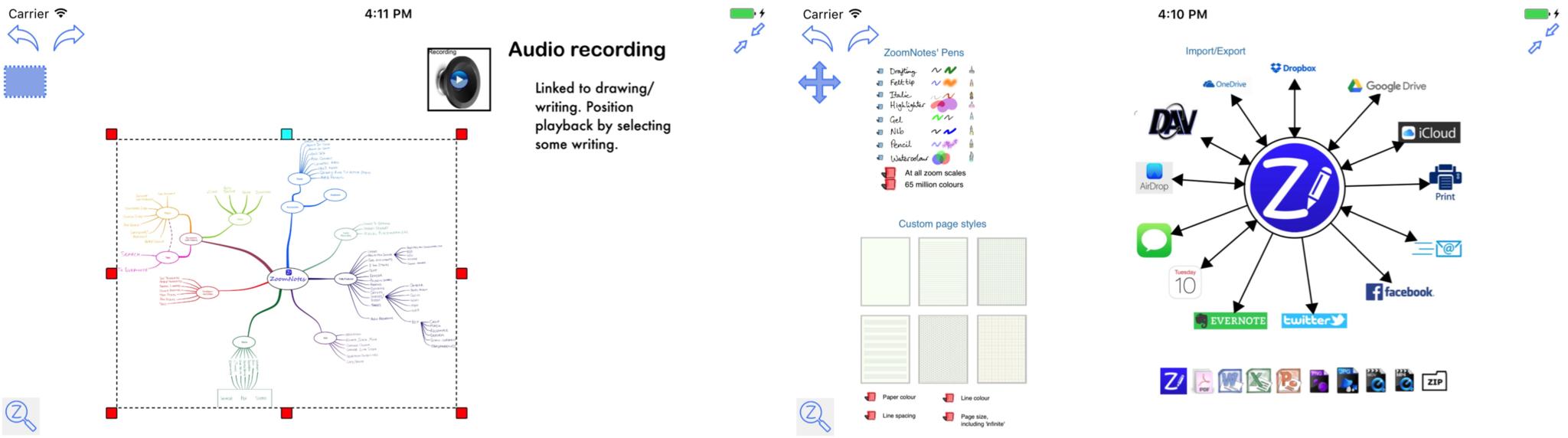 Zoomnotes Screens