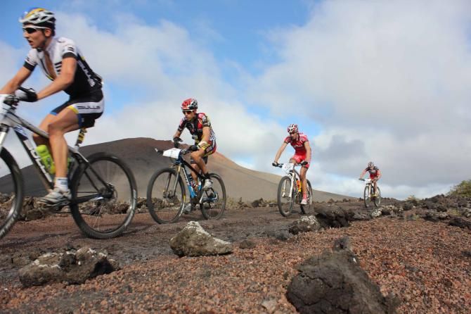 Sergio Mantecon in the lead bunch during stage 2
