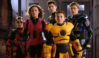Spy Kids 3: Game Over Alexa Vega and Daryl Sabara in game gear, with friends