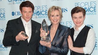 Jane Lynch and Cory Monteith on the red carpet
