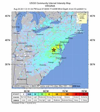 Nearly 150,000 "Did you feel it?" reports were collected by the USGS after the Aug. 23, 2011 Virginia earthquake.