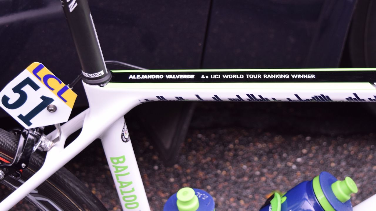 Alejandro Valverde has a custom painted Canyon Ultimate commemorating 100 WorldTour victories and four-time UCI WorldTour champion