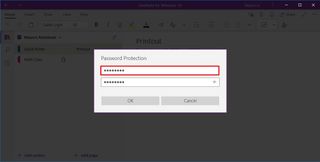 OneNote create password for section