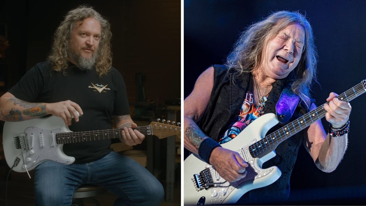 Fender Masterbuilder Andy Hiucks and Iron Maiden's Dave Murray - GettyImages-2176875049