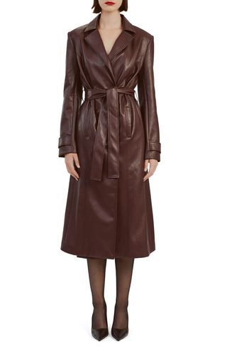 Faux Leather Trench Coat