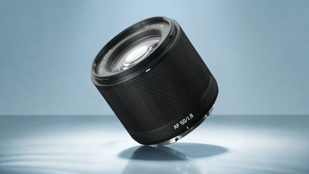 The TTArtisan Neo 50mm on a blue background