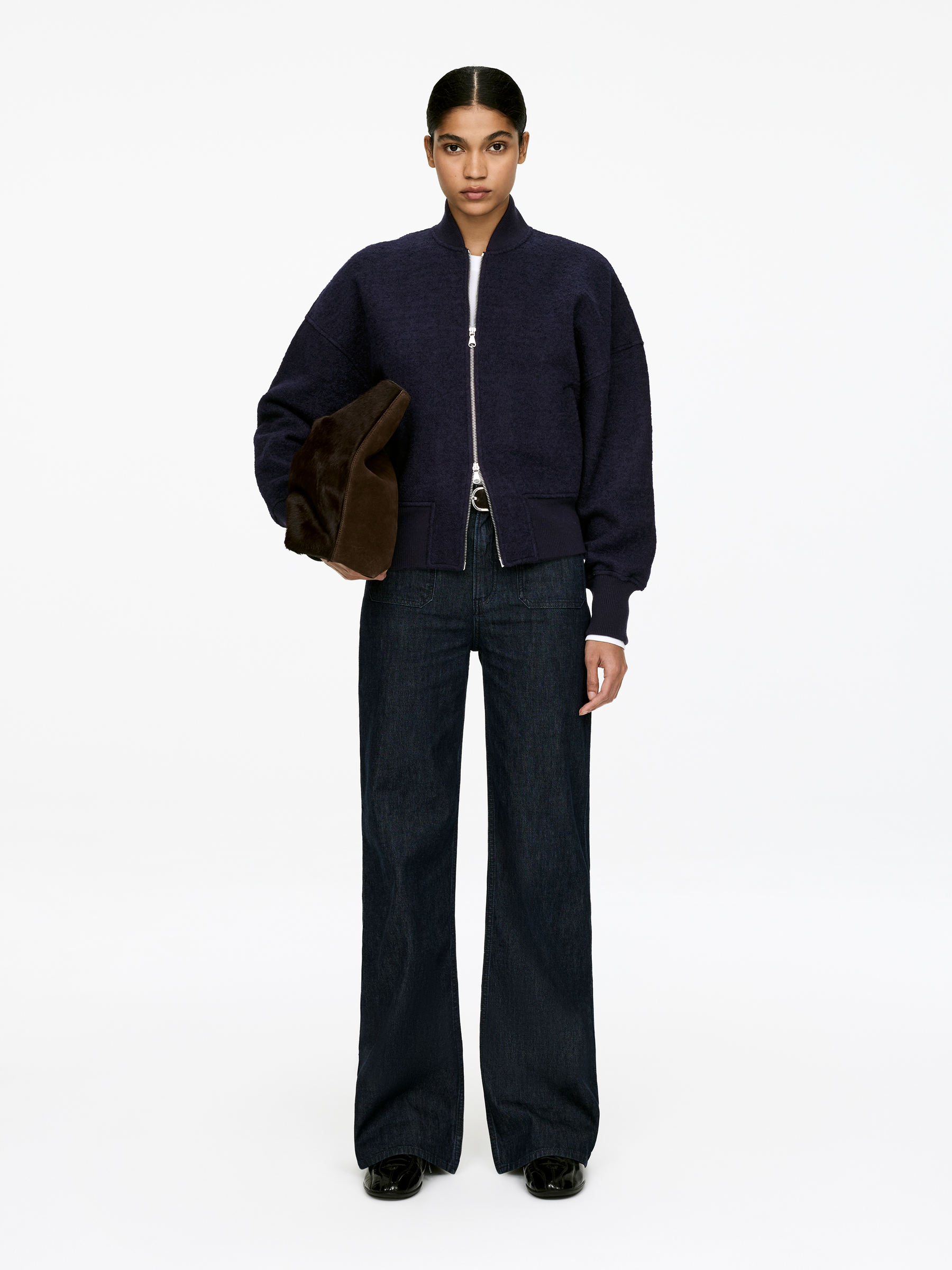 Boiled Wool Jacket &amp;ndash; Dark Blue &amp;ndash; Women &amp;ndash; Arket Gb