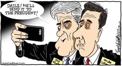 Political cartoon U.S. Mueller Michael Cohen office raid FBI Russia investigation
