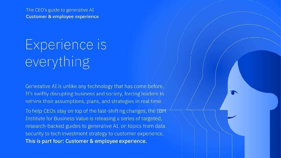 Blue background with white text that says Guide to generative AI: Customer &amp; employee experience 