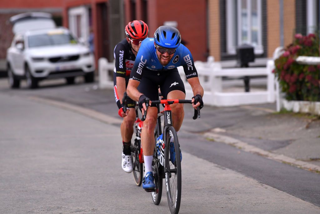 OUDENAARDE BELGIUM OCTOBER 18 Reinardt Janse Van Rensburg of South Africa and NTT Pro Cycling Team Jasper De Buyst of Belgium and Team Lotto Soudal during the 104th Tour of Flanders 2020 Ronde van Vlaanderen Men Elite a 2433km race from Antwerpen to Oudenaarde RVV20 FlandersClassic on October 18 2020 in Oudenaarde Belgium Photo by Luc ClaessenGetty Images