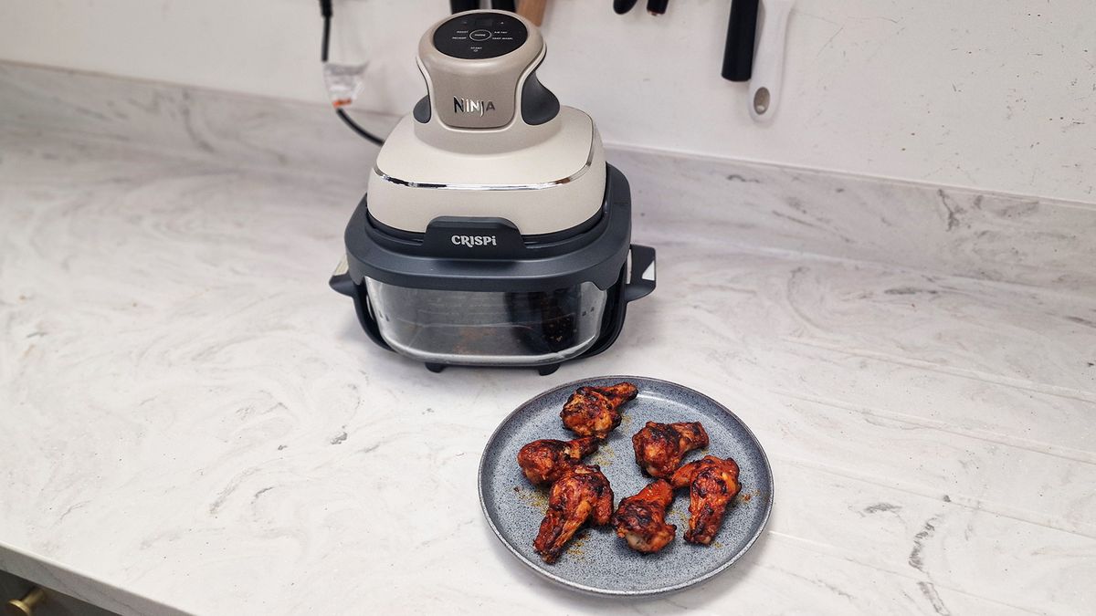 Ninja Crispi air fryer being tested in the Tom's Guide test kitchen