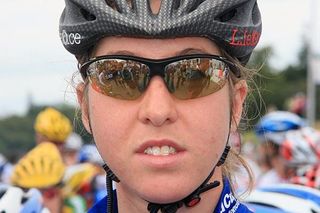 Nicole Cooke waits for the start in Plouay.
