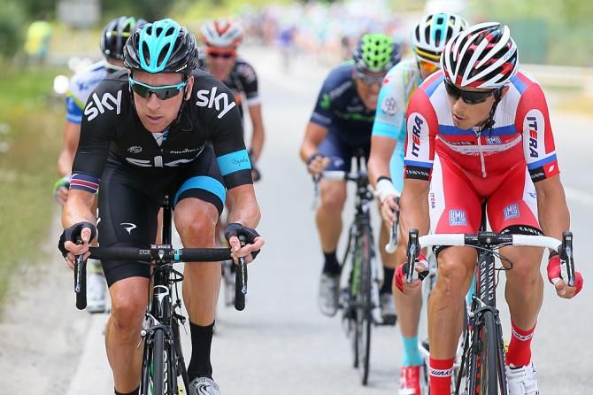 Bradley Wiggins (Sky) and Viacheslav Kuznetsov (Katusha)