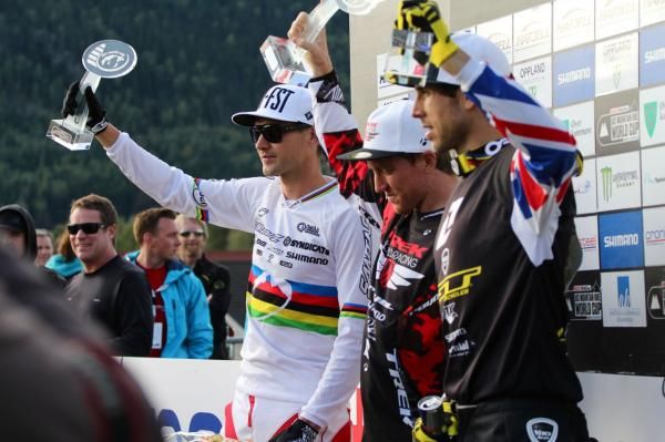 World Champion Greg Minnaar (Santa Cruz Syndicate) gets some podium time