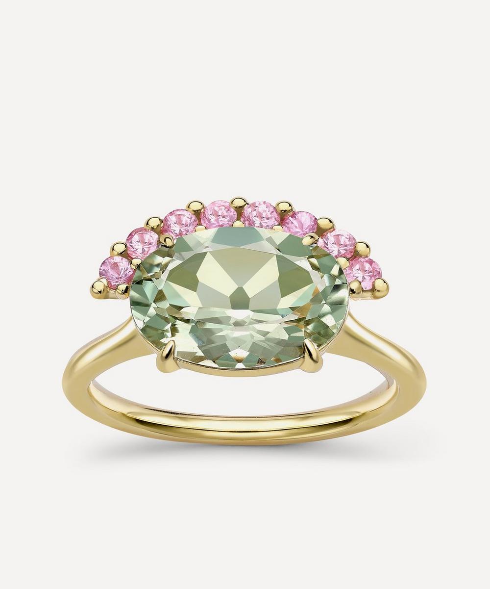 9ct Gold Green Amethyst and Pink Sapphire Ring