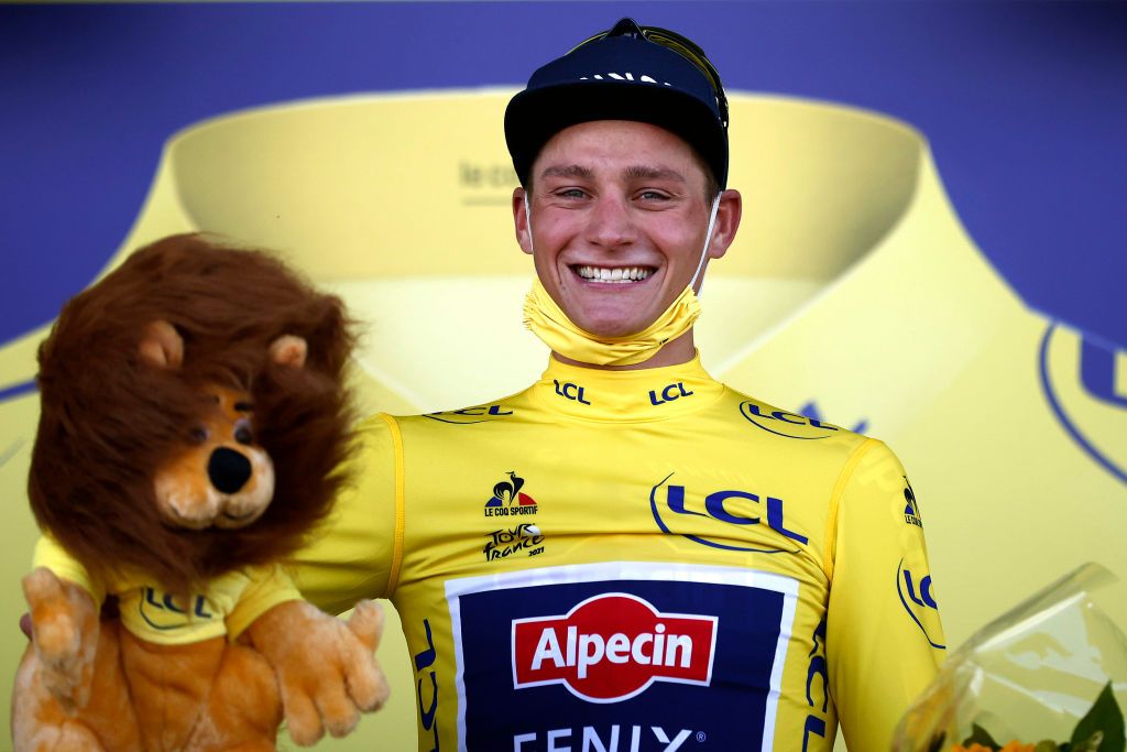 Mathieu van der Poel (Alpecin-Fenix) in the Tour de France leader&#039;s jersey