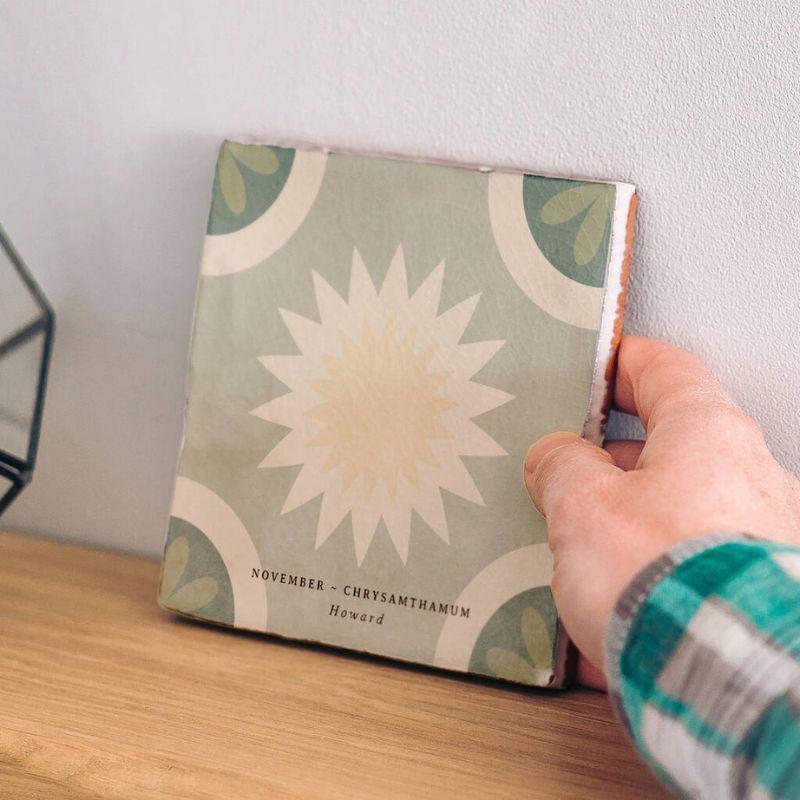 Birth flower tile from Not on the High Street.