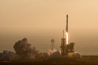 A SpaceX Falcon 9 rocket launches into the morning sky carrying the classified NROL-76 satellite for the U.S. National Reconnaissance Office. Liftoff occurred May 1, 2017 at Pad 39-A of NASA's Kennedy Space Center in Cape Canaveral., Florida.