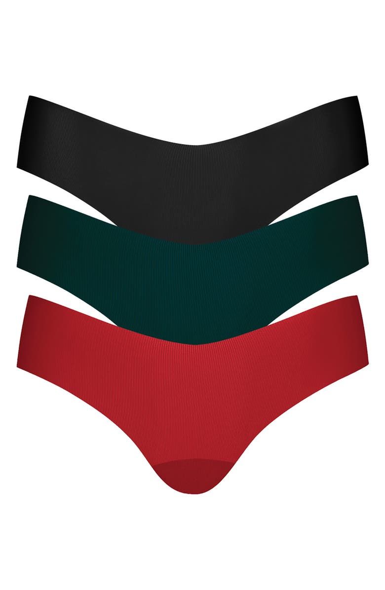 Invisible Rib One Size Assorted 3-Pack Thongs