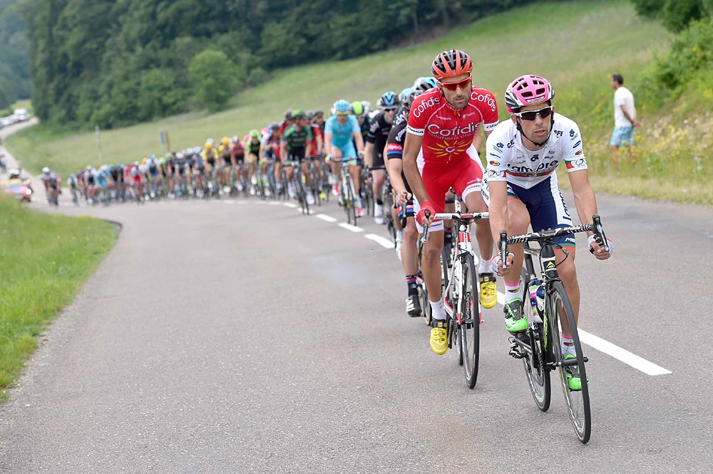 The peloton stretched out in a long line