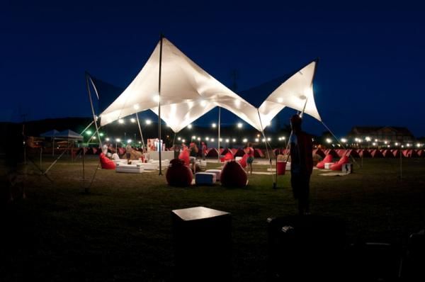 A central gathering place in tent city