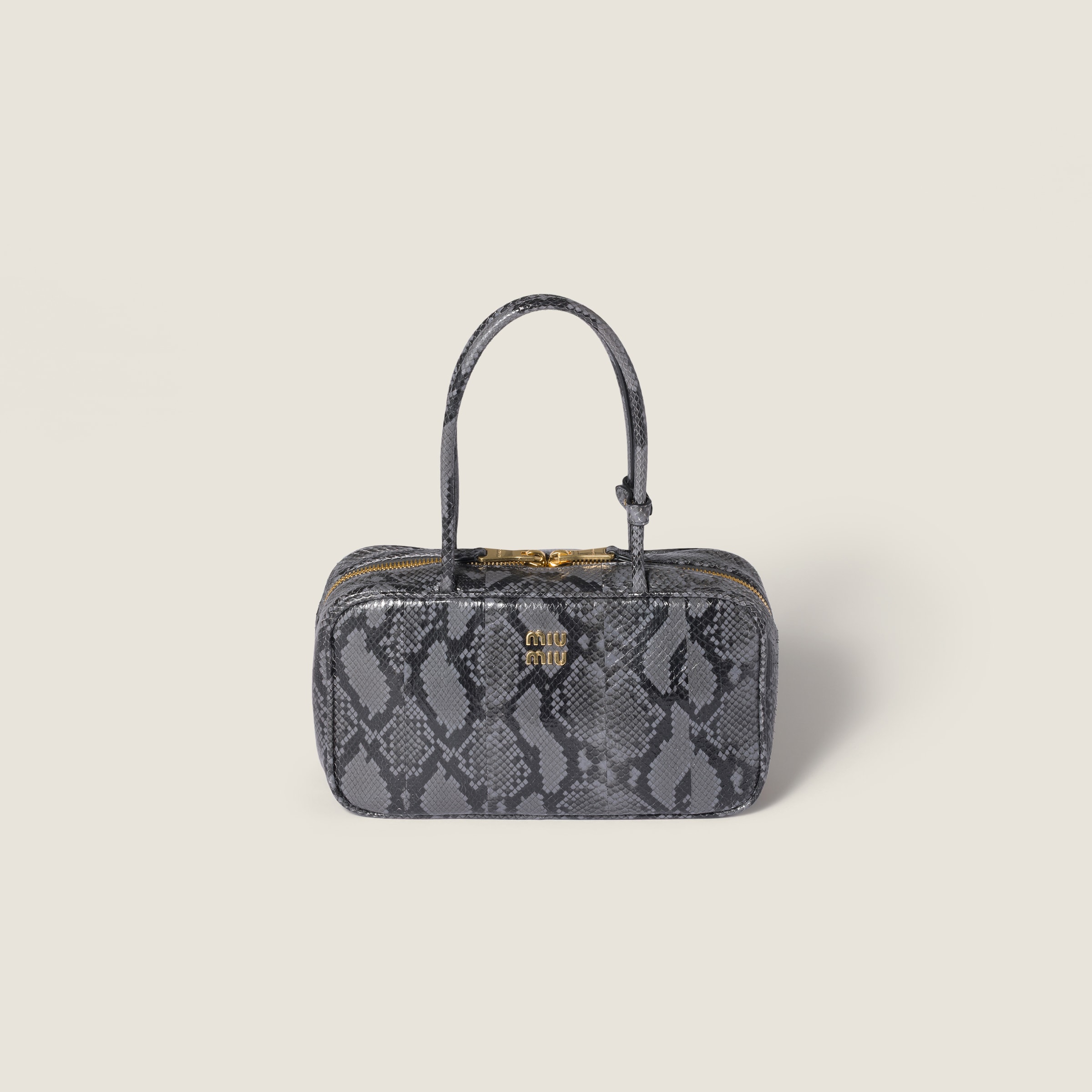Beau Python-Printed Ayers Leather Bag