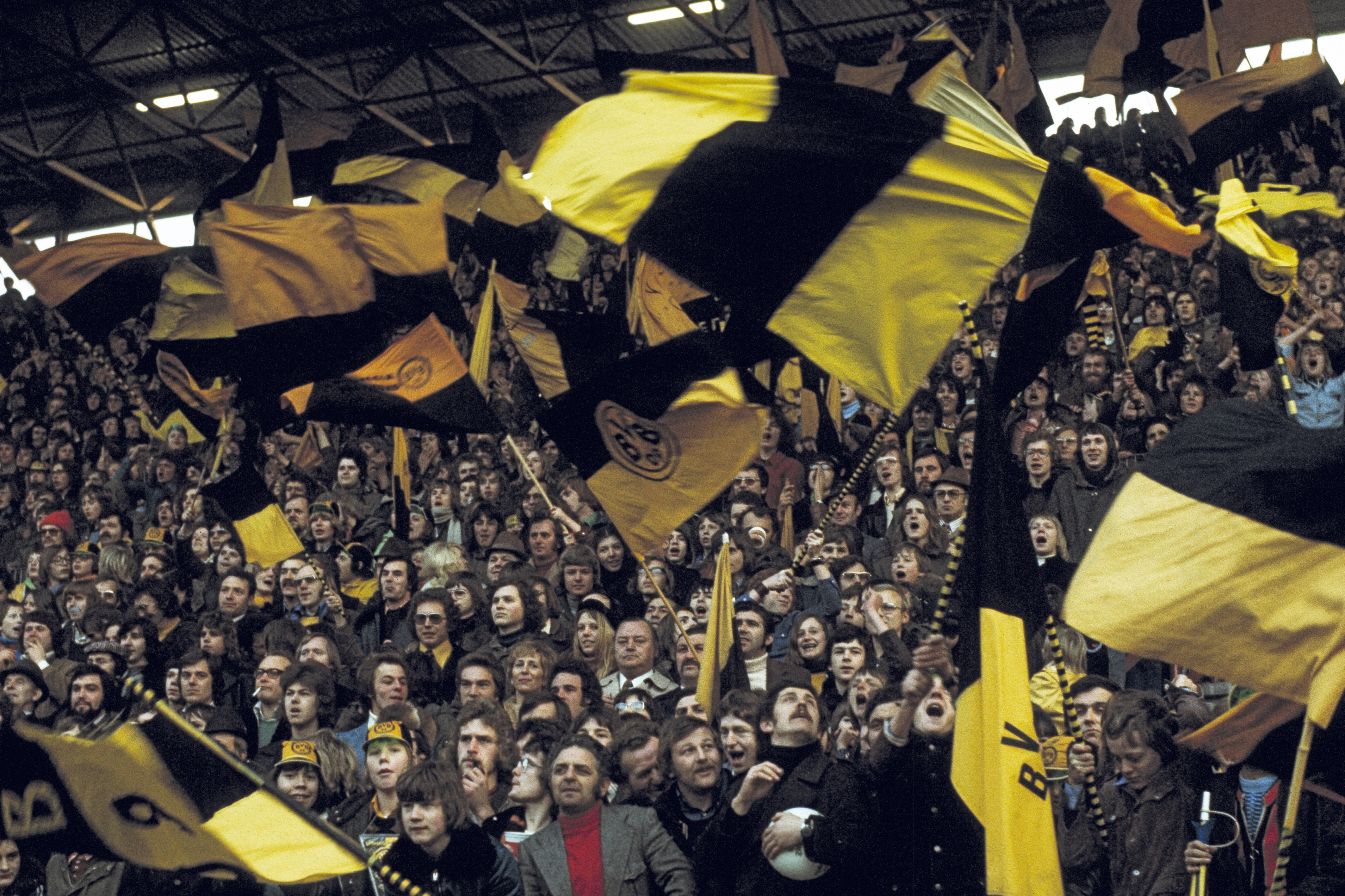 Borussia Dortmund fans in a game against Fortuna Koln in 1974/75.