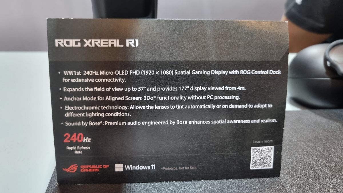 The Asus ROG Xreal R1 AR glasses at CES 2026