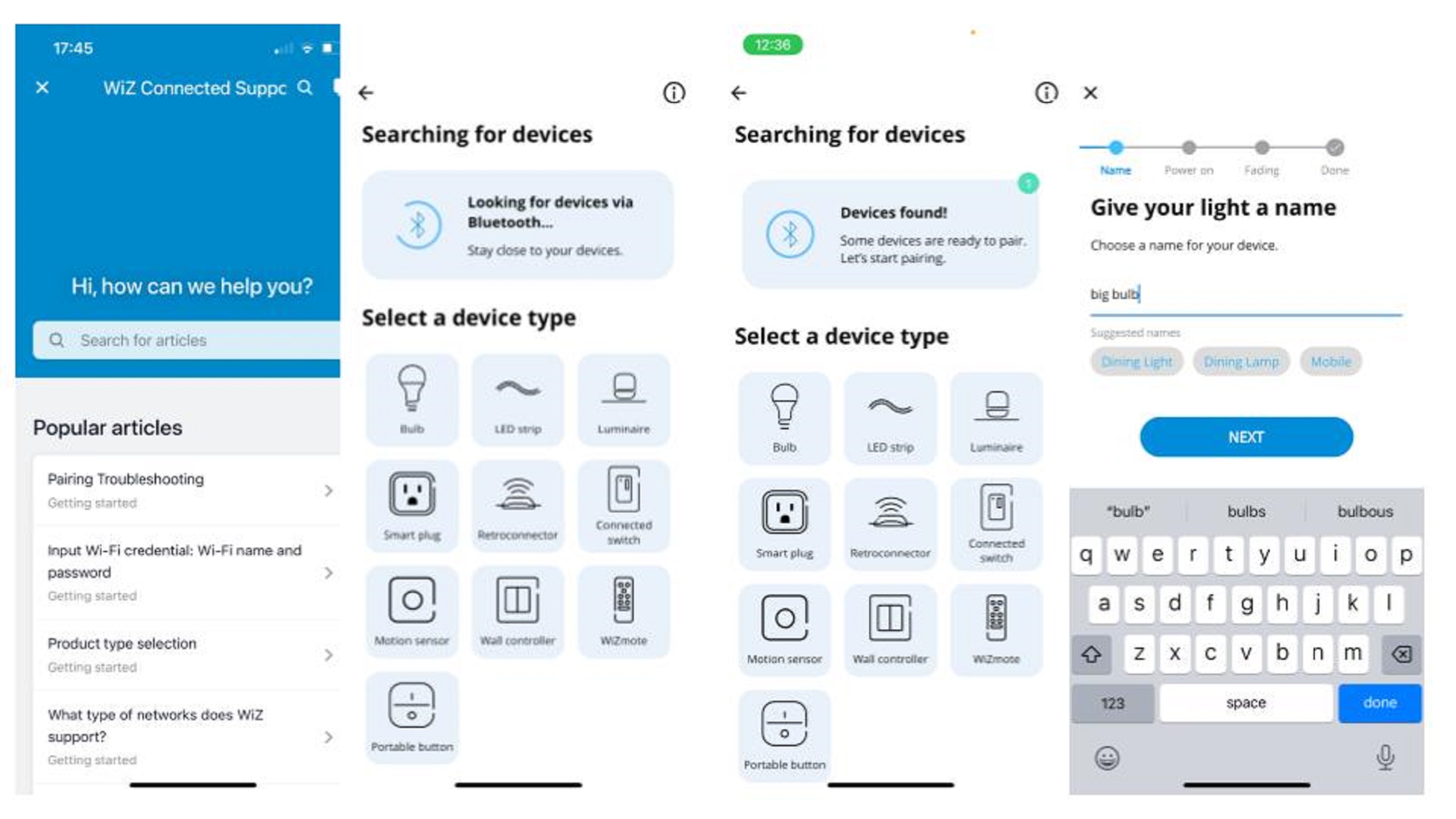 connecting the wiz smart light to the app