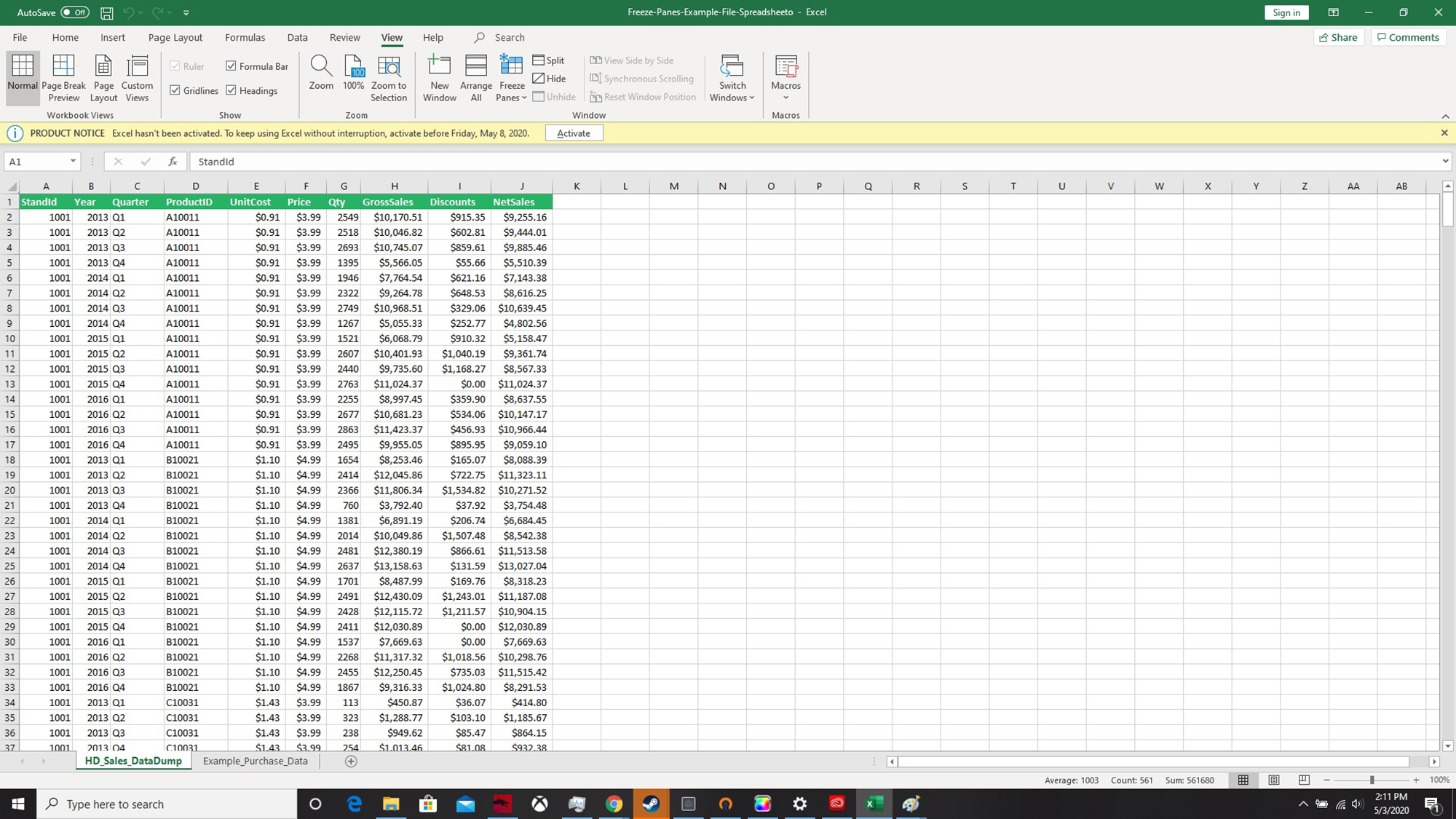 excel how many rows selected