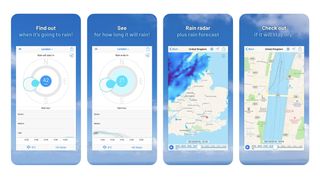 Screenshots of the Rain Today app from the Apple App Store.