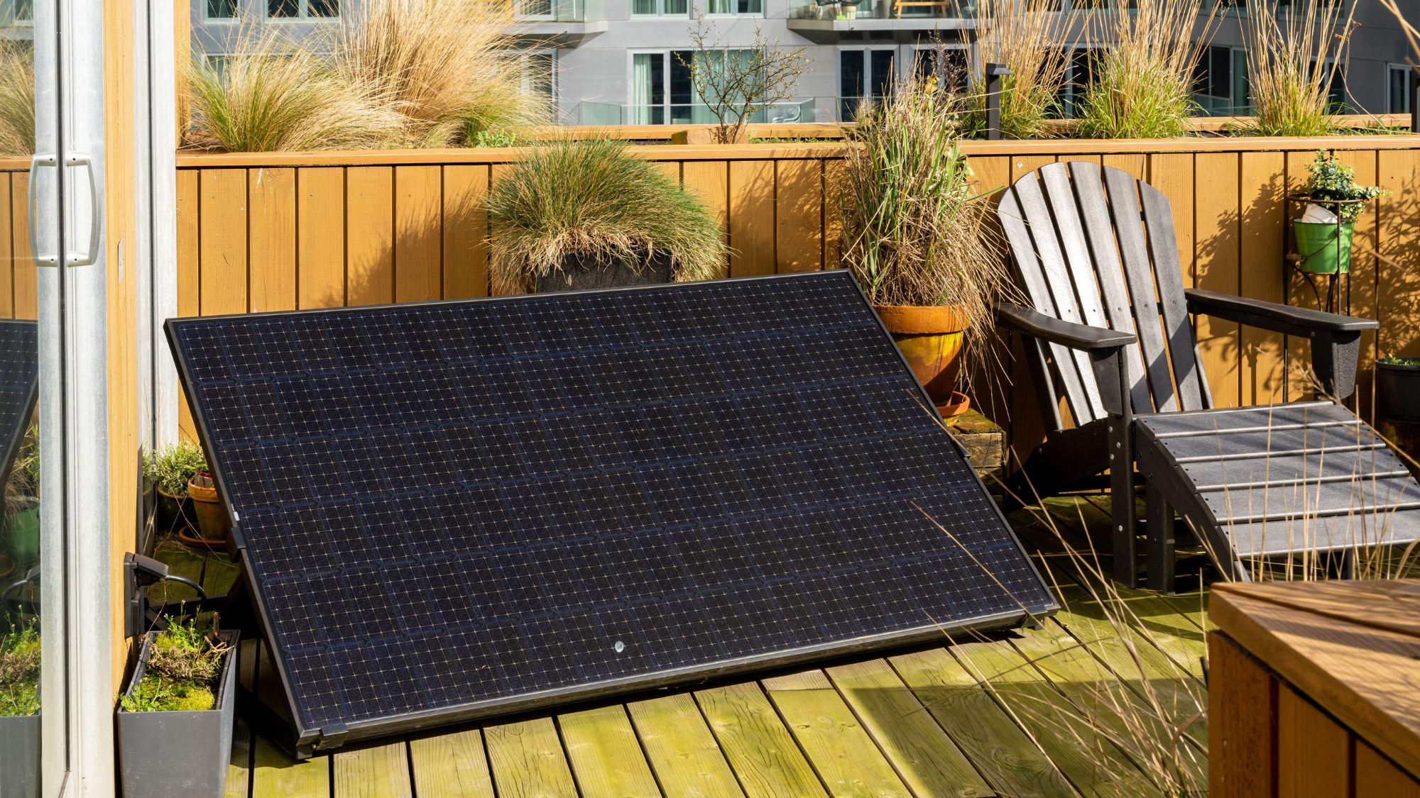 plug in solar panel on a terrace