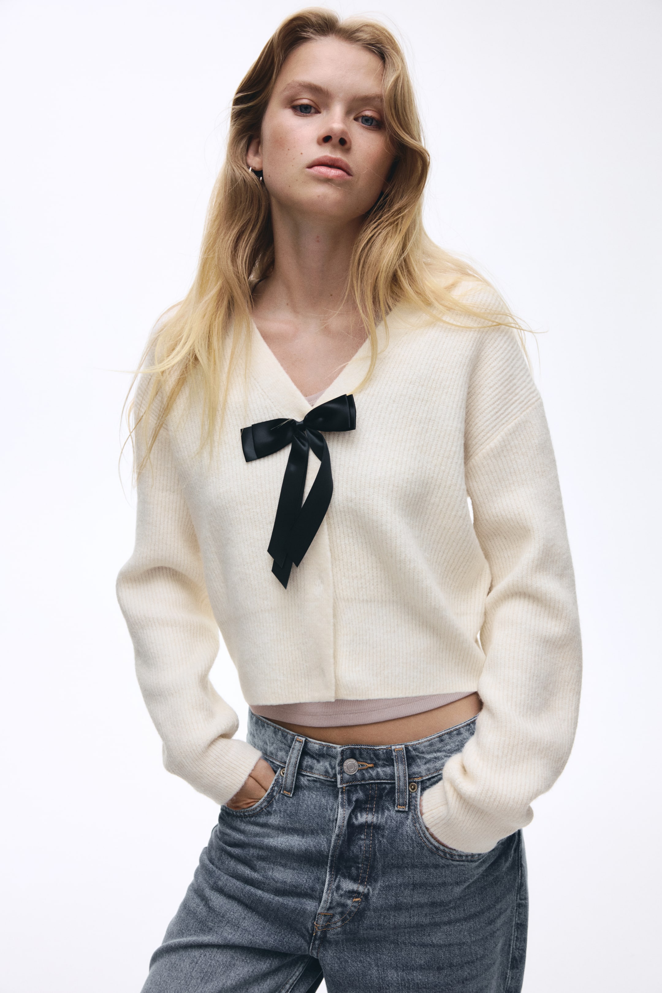 Rib-Knit Cardigan - Dark Grey