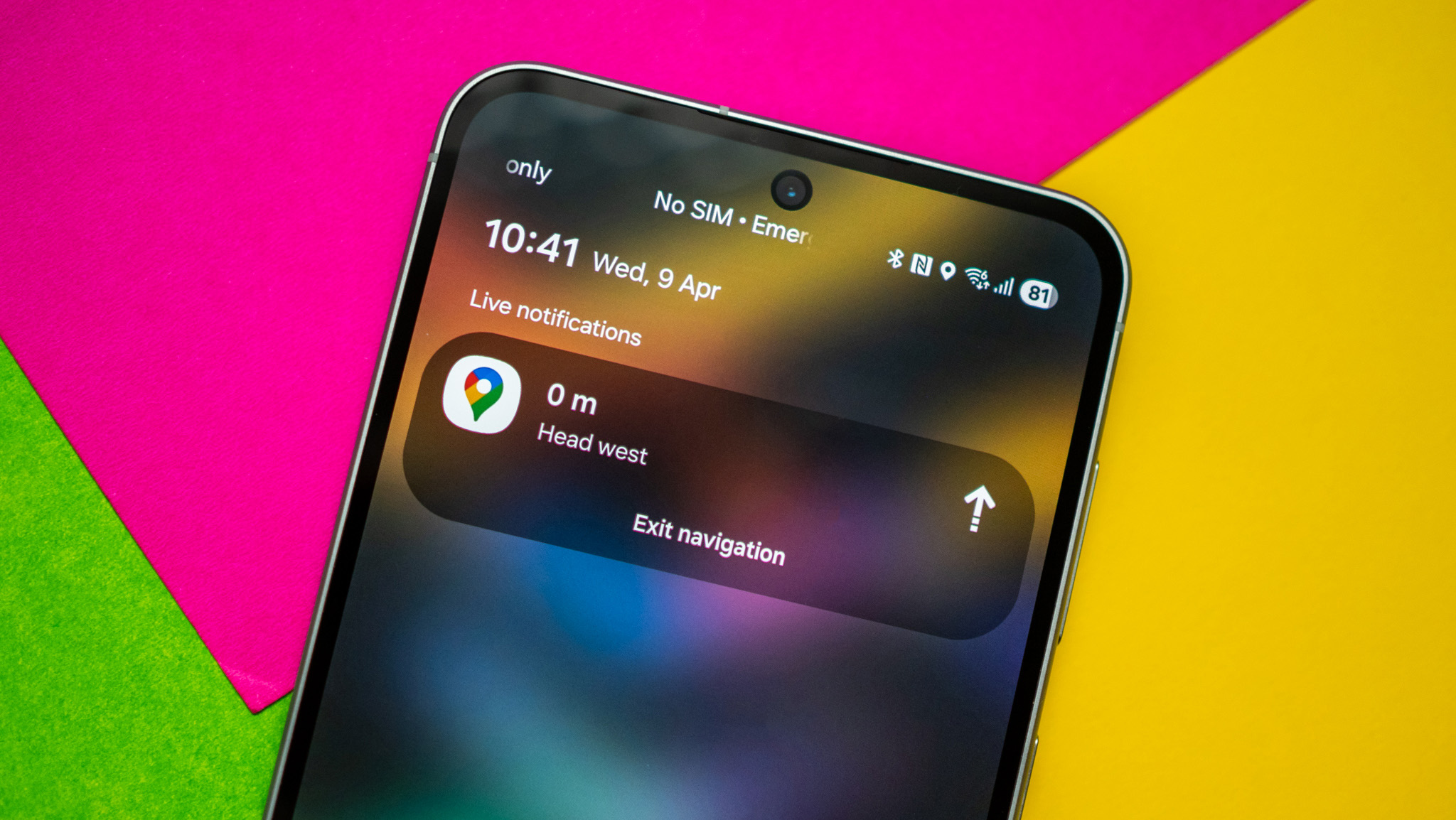Samsung Galaxy A56 against a colorful background