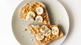 Nut butter on toast and banana