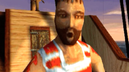 A Redguard sailor has a shocked expression