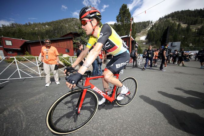 Tejay van Garderen (BMC) puts on a brave face having lost his lead in the 2018 Tour of California on stage 6 to South Lake Tahoe