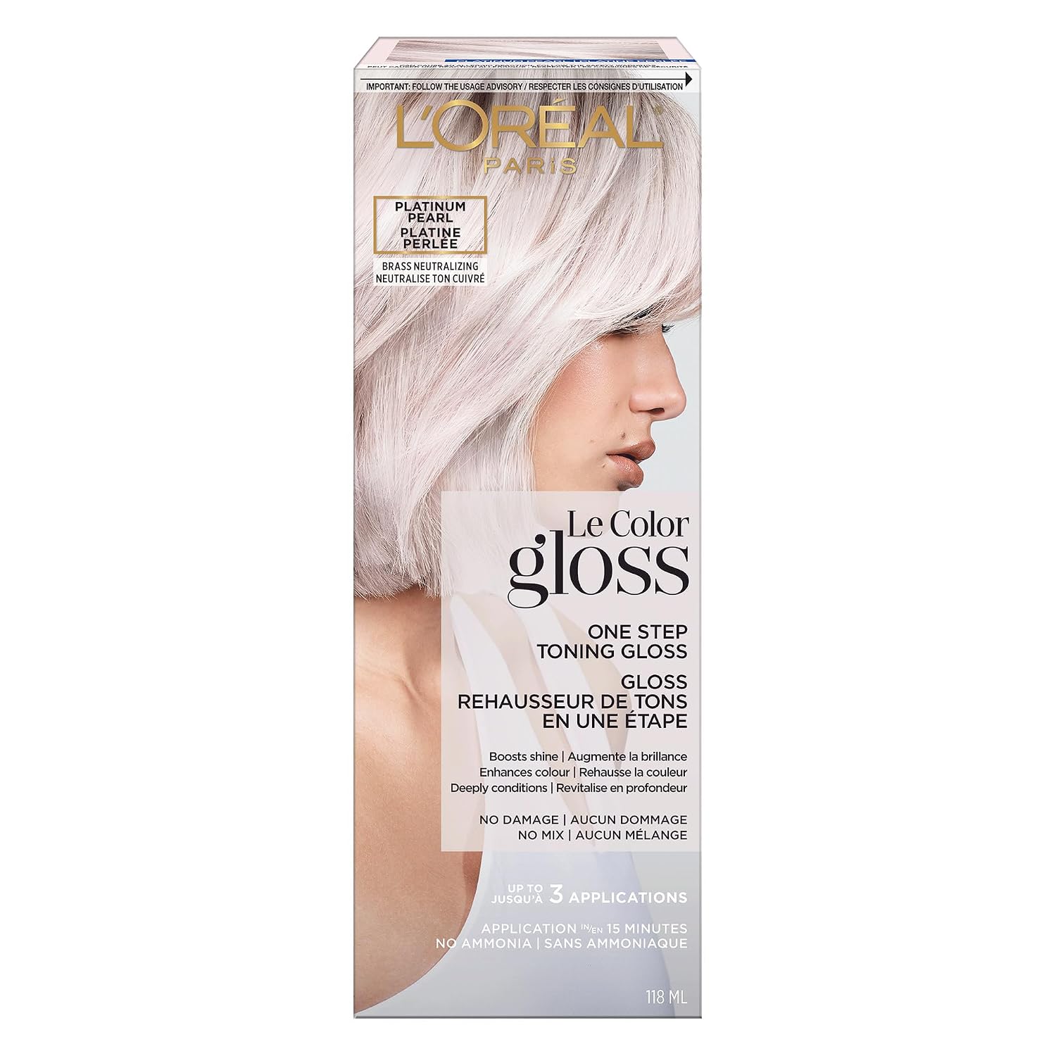 L'Oreal Paris, L&amp;rsquo;oreal Paris Le Color Gloss One Step In-Shower Toning Hair Gloss for Bleached Hair, Neutralizes Brass, Conditions &amp;amp; Boosts Shine, Platinum Pearl, 4 Ounce