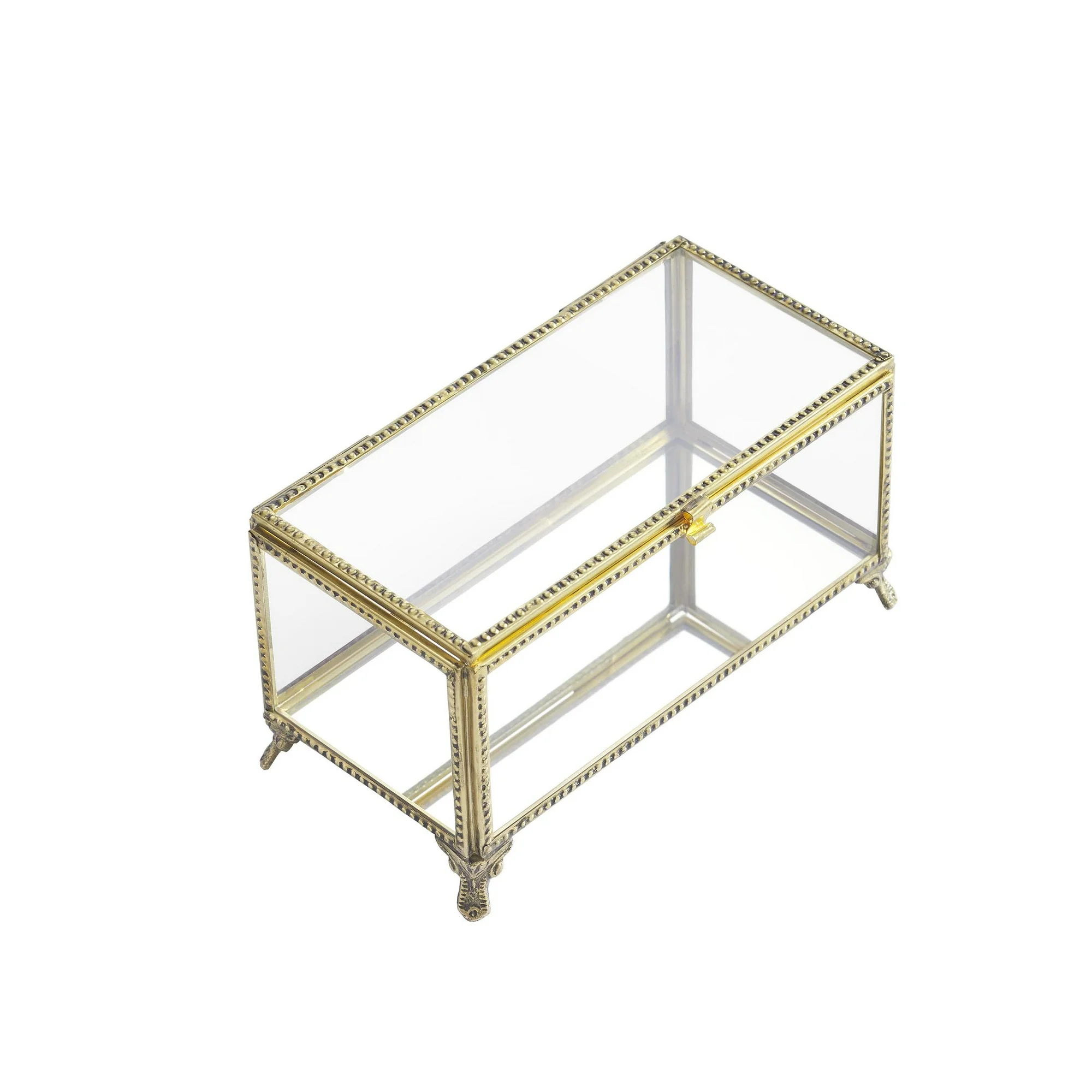 tabletop glass box with gold detailing