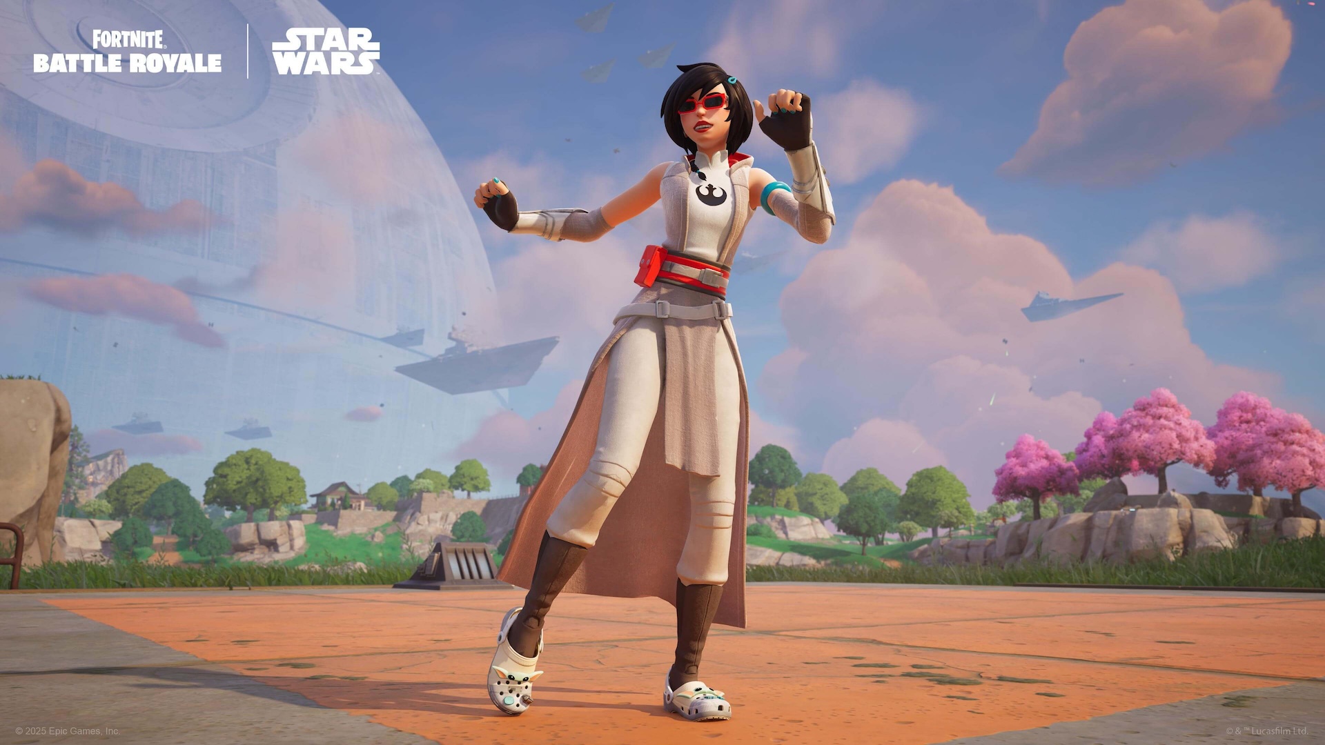 Revel Evie wearing Star Wars Crocs and dancing