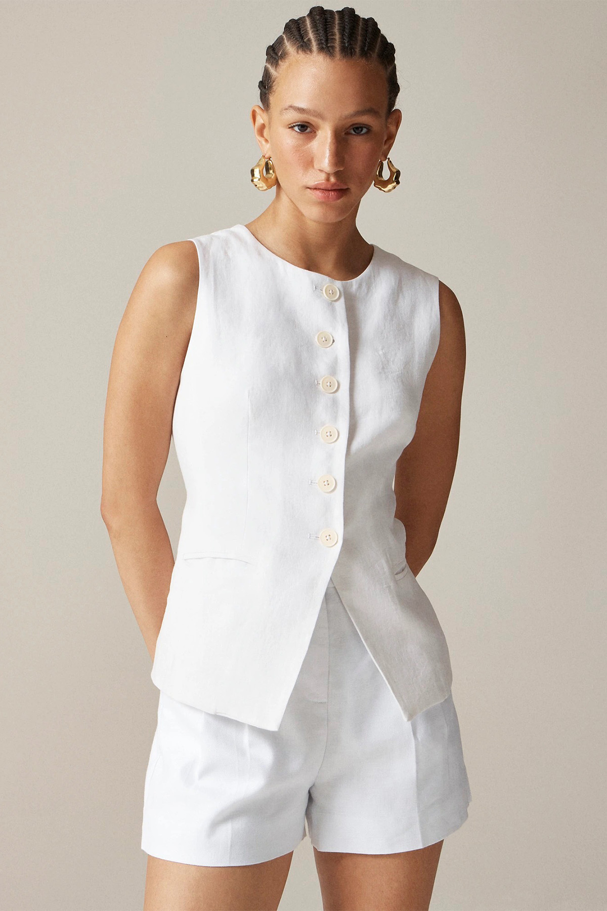 Cutaway Vest Top in Linen 