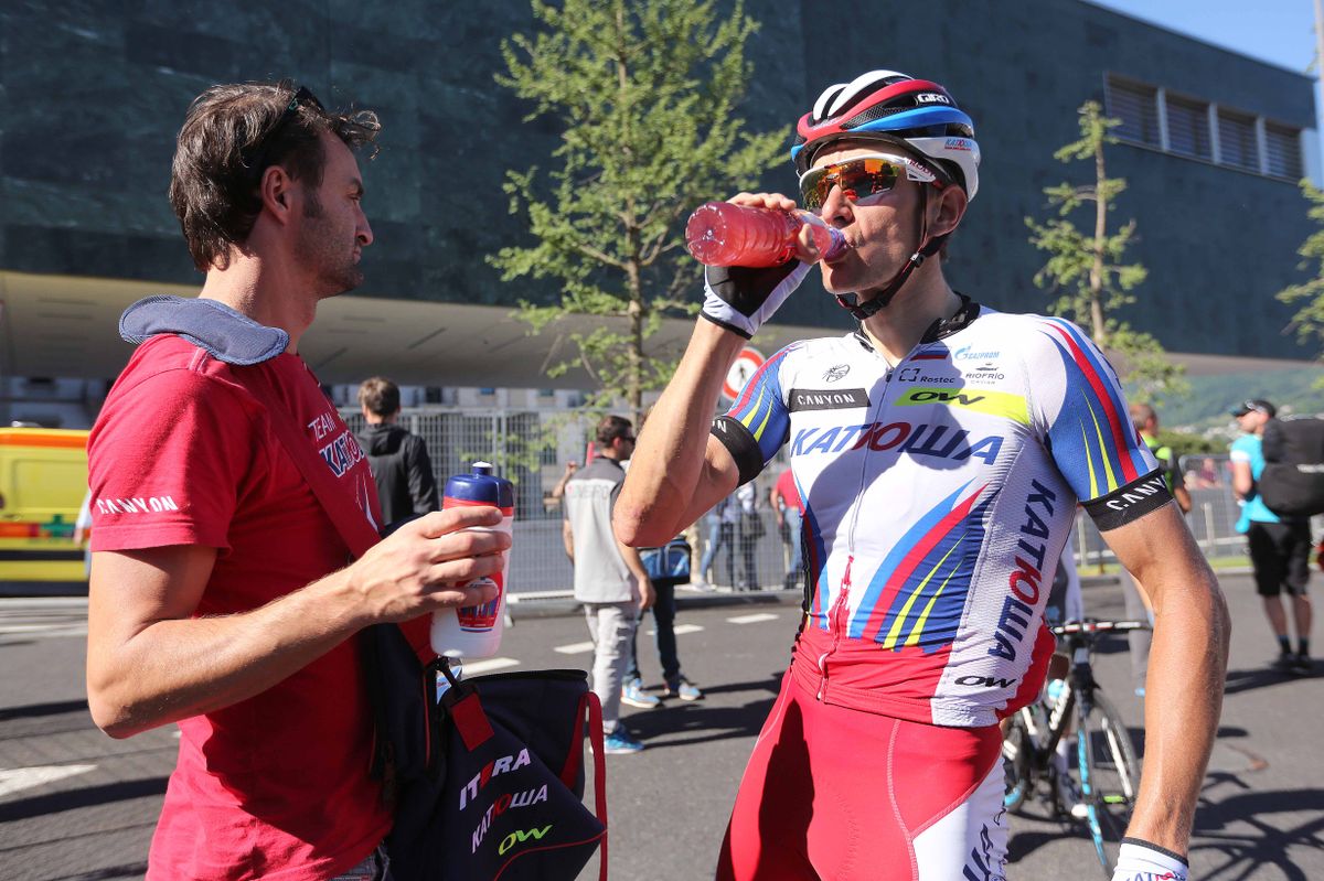 Post-race drink for Maxim Belkov (Katusha)