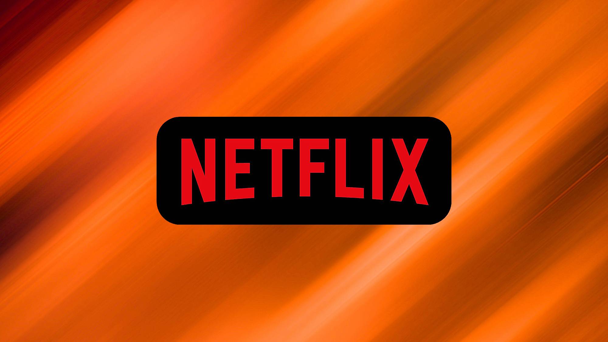 Netflix logo on orange striped background